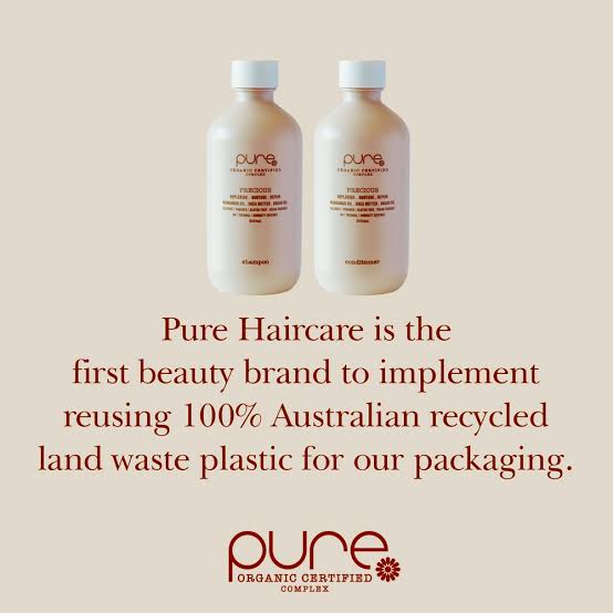 pure haircare ad for 100% recycled packaging