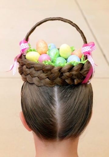 easter hairstyle with basket