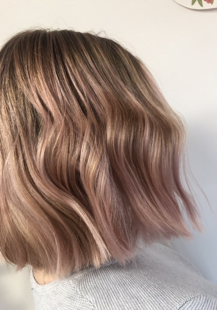 Tint blush hair colour from right side