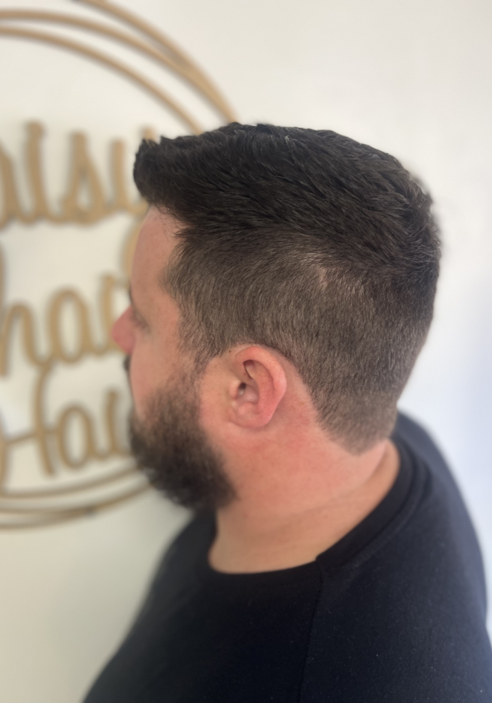 Male Hair cut from left side angle